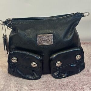 Coach Poppy| Black Leather Women's Bag